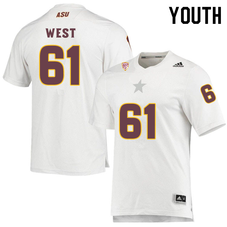 Youth #61 Dohnovan WestArizona State Sun Devils College Football Jerseys Sale-White